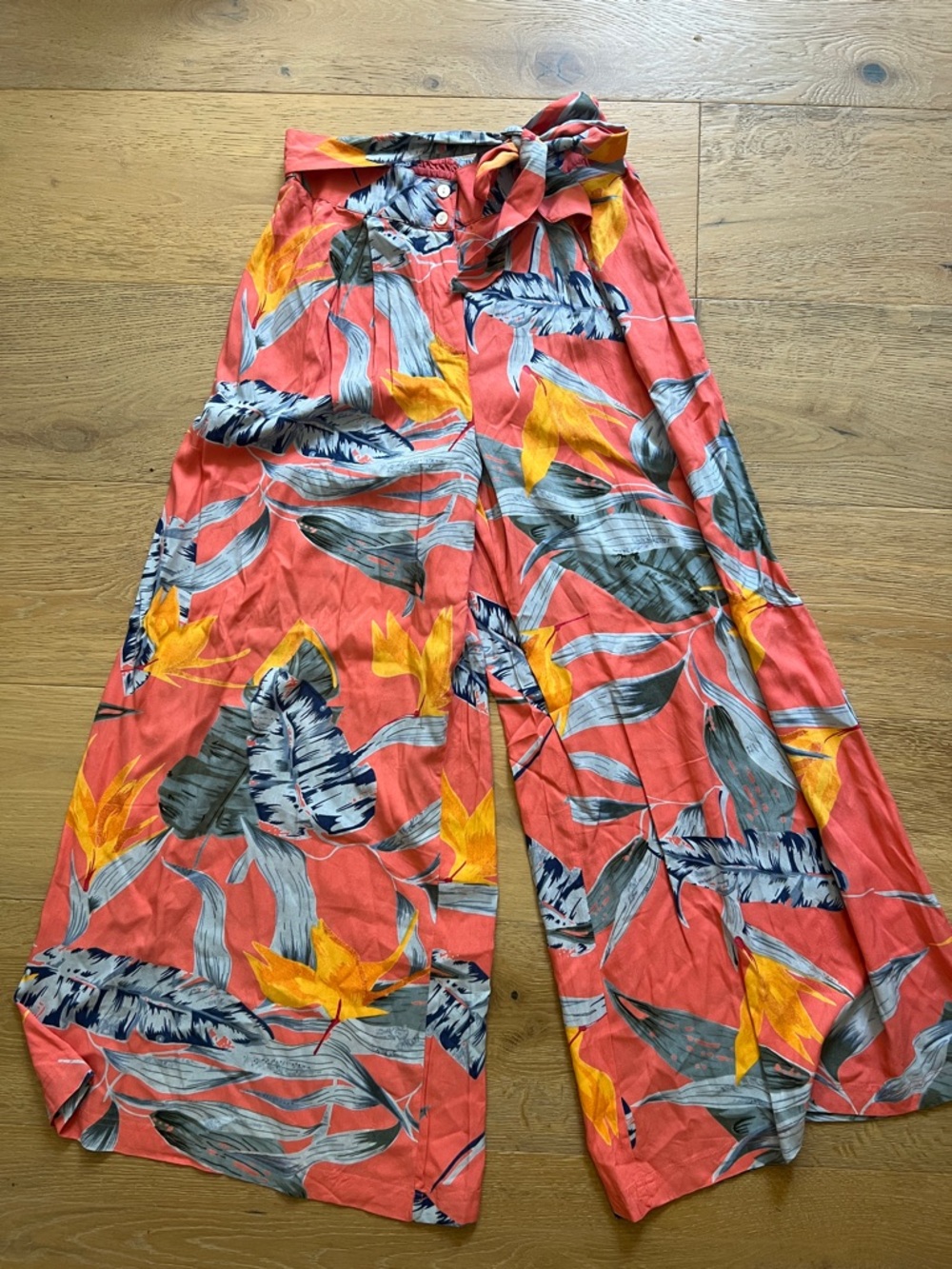 Patrons of Peace Coral Tropical Print Wide-Leg Pants
